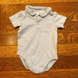 Janie & Jack Layette Light Blue Collared Turtle Onesie Bodysuit Size 0-3 Months